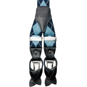 Bretelle-Y-Baffi-Pelle-Tartan-Scozzesi-Blu-Brucle