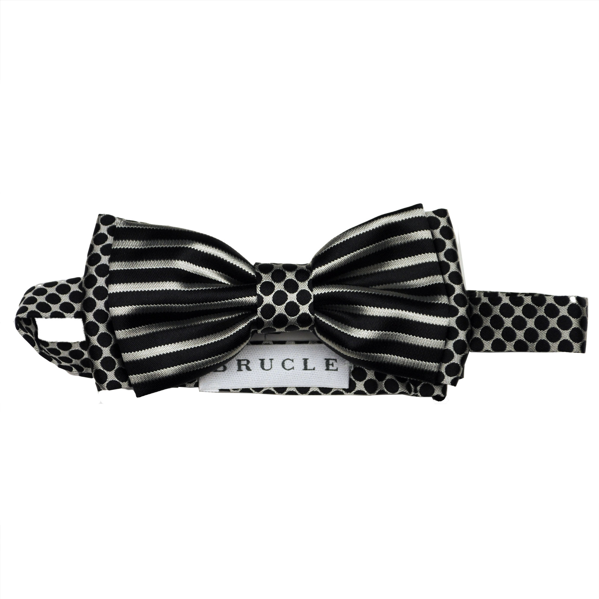 Papillon Uomo DQT - Colore Nero Con Dettaglio Bianco - Modello Pre-legato In Raso